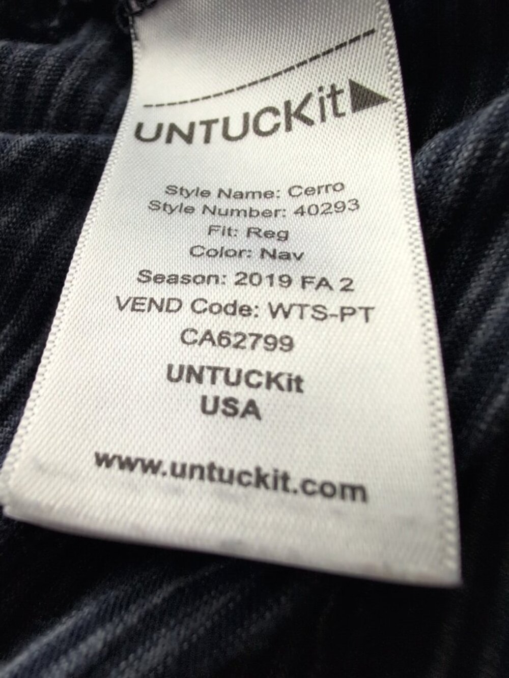 UNTUCKit Shirt Mens XL Navy Long Sleeve Polo Striped Cerro 2019 Preppy Casual - Picture 4 of 6